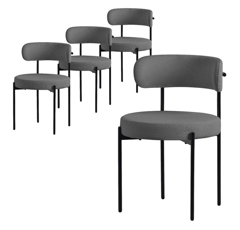 ML-DESIGN Stuhl Esszimmerstühle Set Küchenstuhl aus Teddystoff mit Metallbeinen (Komplett-Set, 4 St), Design Lounge Polsterstuhl Clubstuhl 4er Set Küchenstuhl Teddystoff von ML-DESIGN