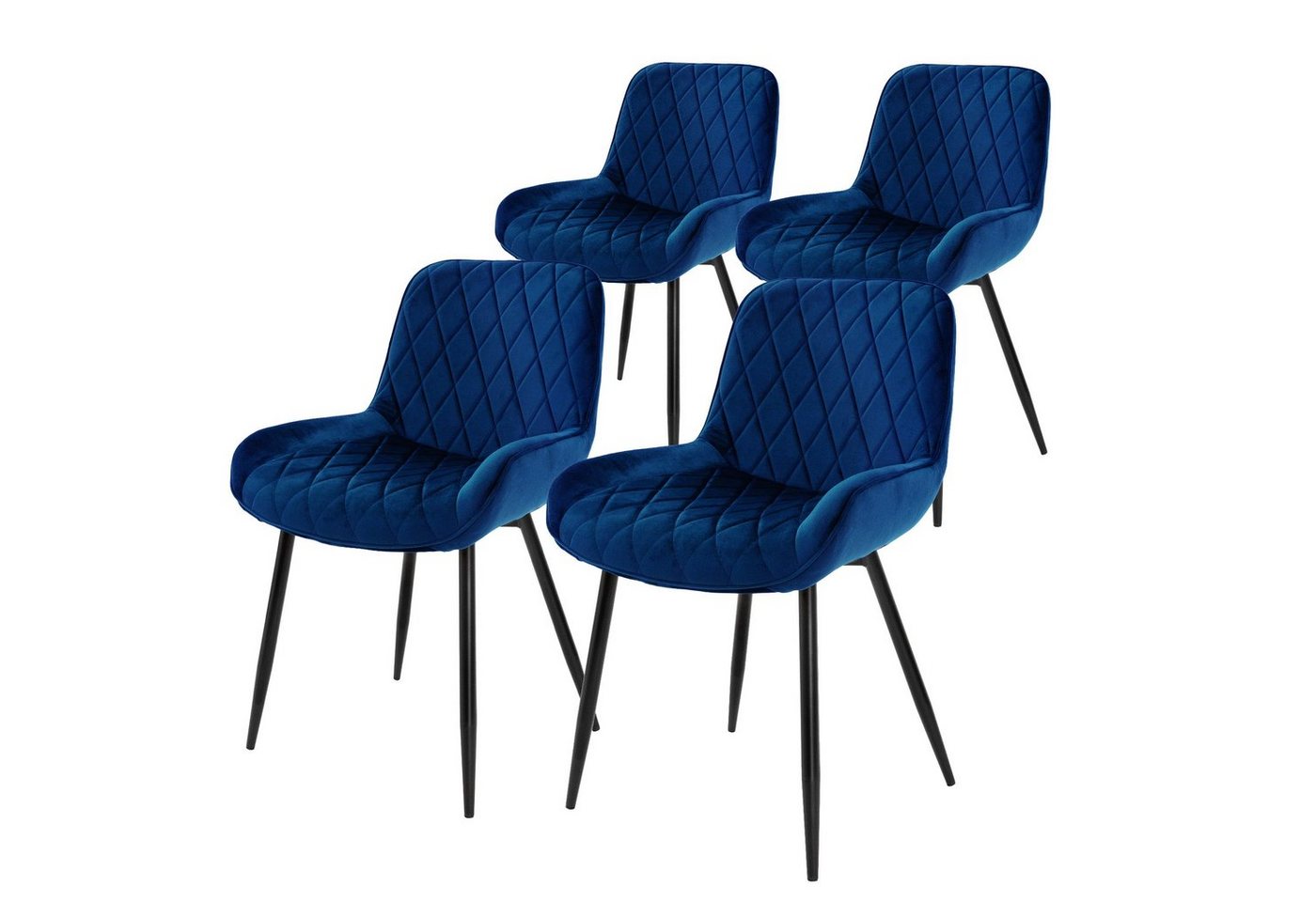 ML-DESIGN Stuhl Esszimmerstuhl mit Rücken- und Armlehnen, Metallbeine Küchenstuhl (4 St), Wohnzimmerstuhl Dunkelblau, Samt Sitzfläche Polsterstuhl Esstischstuhl von ML-DESIGN