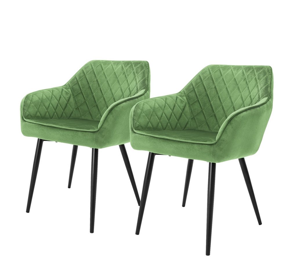 ML-DESIGN Stuhl Esszimmerstühle mit Rücken- & Armlehne moderne Design Küchenstühle (2 St), Küchenstuhl Grün mit Samtbezug, Ergonomischer Polsterstuhl von ML-DESIGN