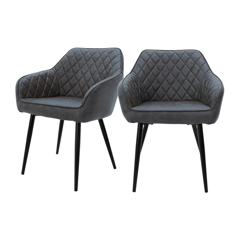 ML-DESIGN Stuhl Esszimmerstühle mit Rücken- & Armlehne moderne Design Küchenstühle (2 St), Polsterstuhl Esstischstühle 2er Set Küchenstuhl Kunstleder Anthrazit von ML-DESIGN