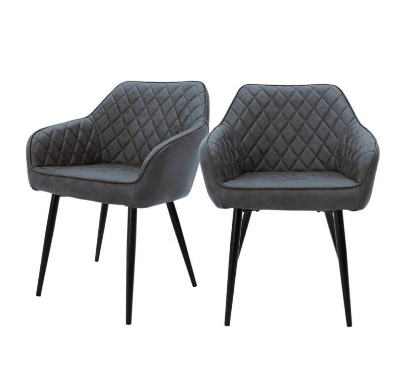 ML-DESIGN Stuhl Esszimmerstühle mit Rücken- & Armlehne moderne Design Küchenstühle (2 St), Polsterstuhl Esstischstühle 2er Set Küchenstuhl Kunstleder Anthrazit von ML-DESIGN