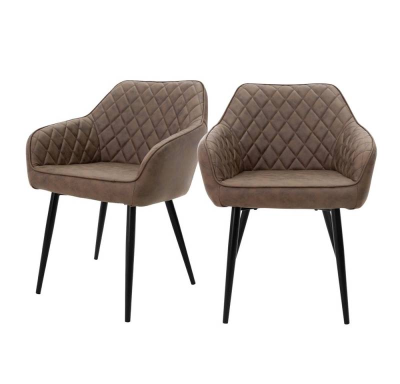 ML-DESIGN Stuhl Esszimmerstühle mit Rücken- & Armlehne moderne Design Küchenstühle (2 St), Polsterstuhl Esstischstühle 2er Set Küchenstuhl Kunstleder Braun von ML-DESIGN