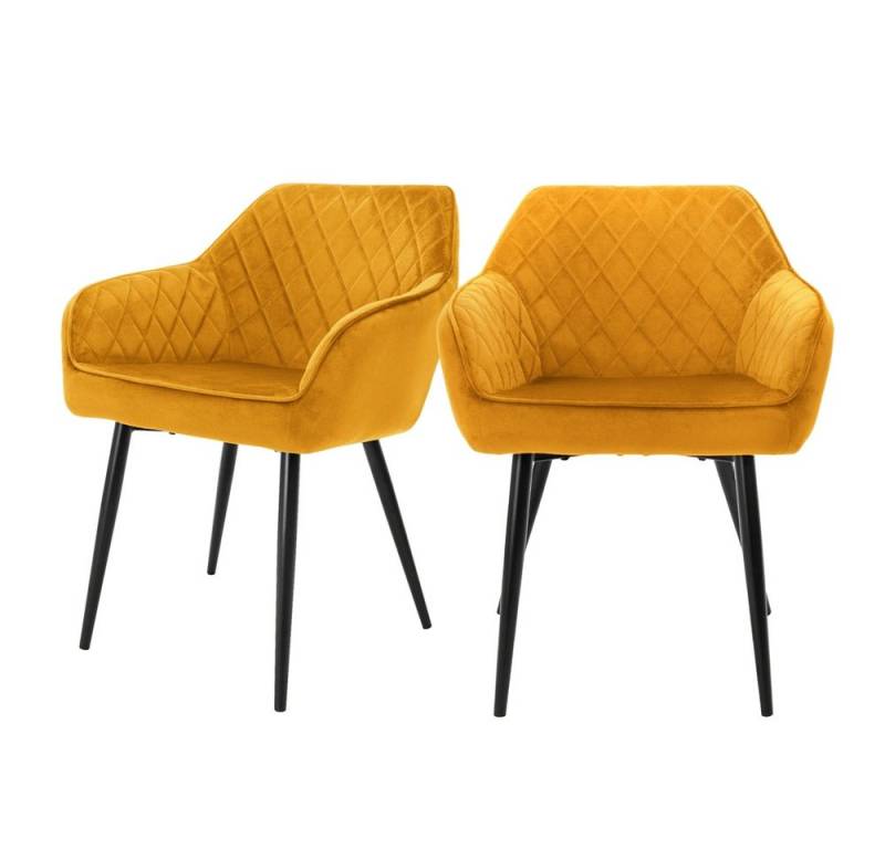 ML-DESIGN Stuhl Esszimmerstühle mit Rücken- & Armlehne moderne Design Küchenstühle (2 St), Polsterstuhl Esstischstühle 2er Set Küchenstuhl Samt Bezug von ML-DESIGN