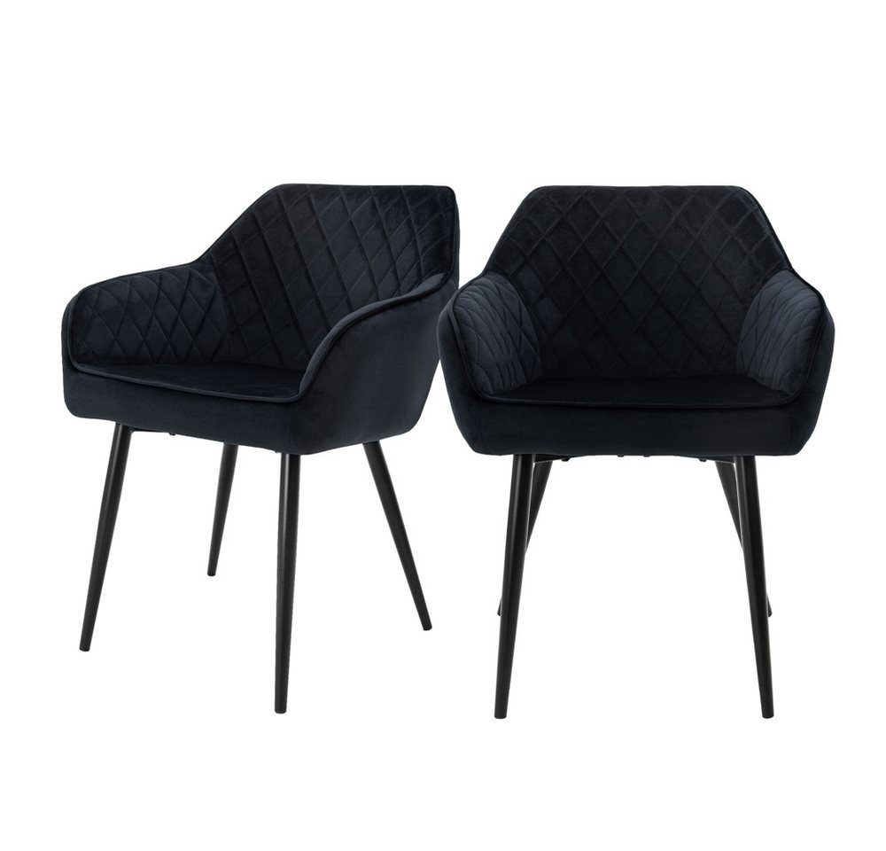 ML-DESIGN Stuhl Esszimmerstühle mit Rücken- & Armlehne moderne Design Küchenstühle (2 St), Polsterstuhl Esstischstühle 2er Set Küchenstuhl Samt Schwarz von ML-DESIGN