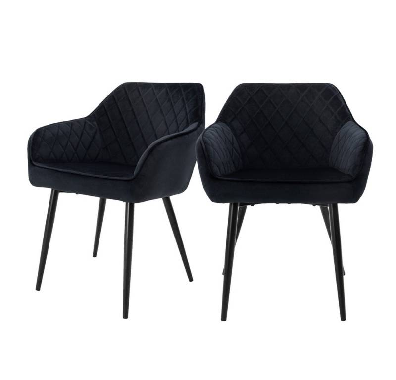 ML-DESIGN Stuhl Esszimmerstühle mit Rücken- & Armlehne moderne Design Küchenstühle (2 St), Polsterstuhl Esstischstühle 2er Set Küchenstuhl Samt Schwarz von ML-DESIGN