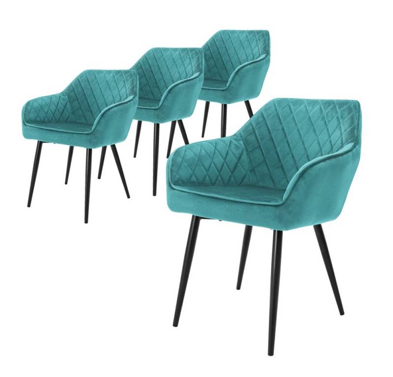 ML-DESIGN Stuhl Esszimmerstühle mit Rücken- & Armlehne moderne Design Küchenstühle (4 St), Küchenstuhl Blau mit Samtbezug, Ergonomischer Polsterstuhl von ML-DESIGN