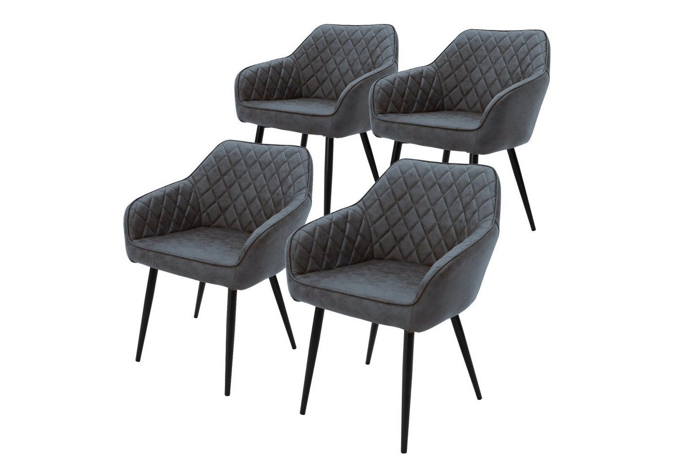 ML-DESIGN Stuhl Esszimmerstühle mit Rücken- & Armlehne moderne Design Küchenstühle (4 St), Polsterstuhl Esstischstühle 4er Set Küchenstuhl Kunstleder Anthrazit von ML-DESIGN