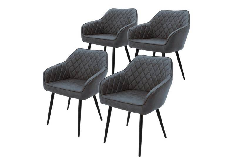 ML-DESIGN Stuhl Esszimmerstühle mit Rücken- & Armlehne moderne Design Küchenstühle (4 St), Polsterstuhl Esstischstühle 4er Set Küchenstuhl Kunstleder Anthrazit von ML-DESIGN