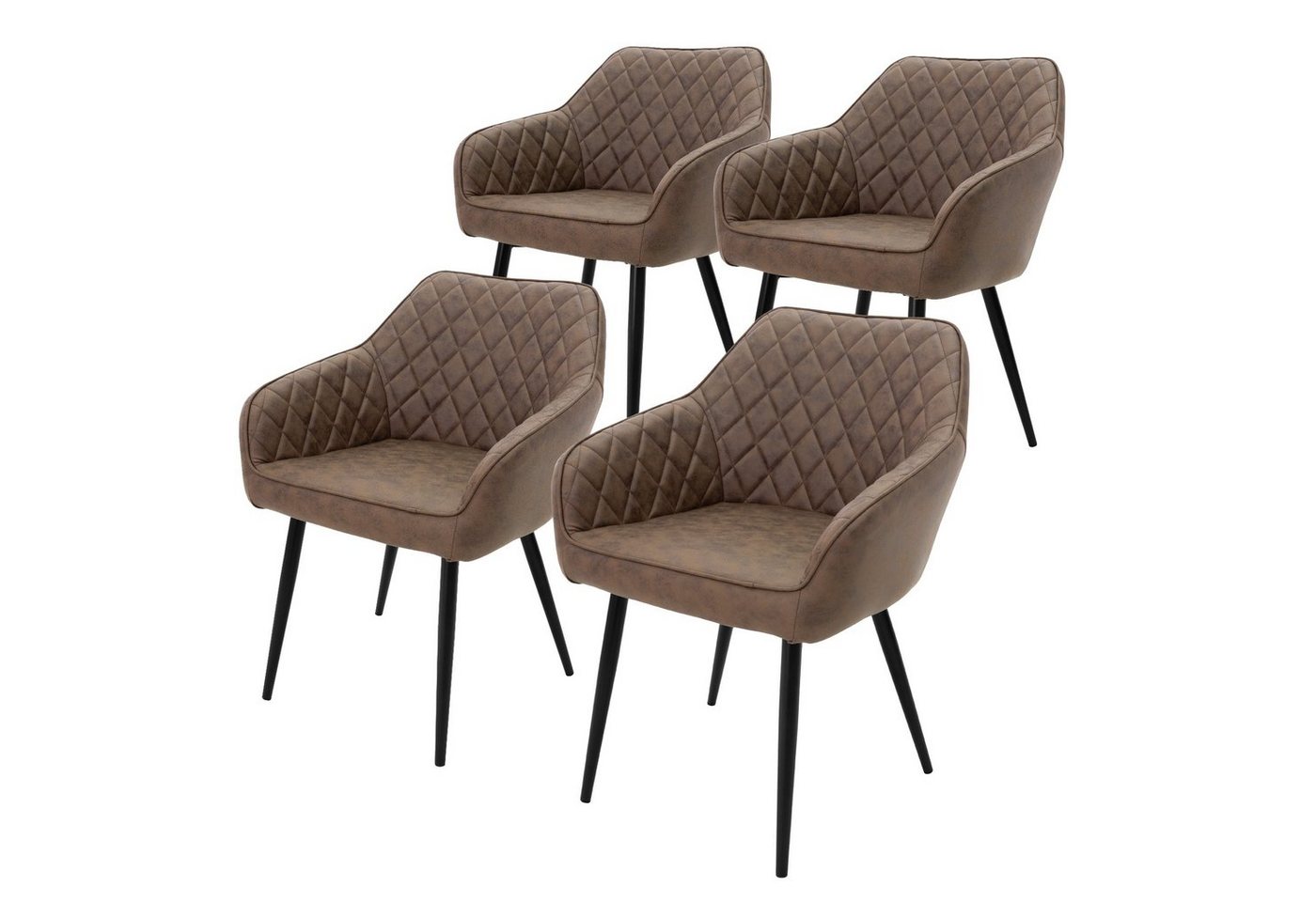 ML-DESIGN Stuhl Esszimmerstühle mit Rücken- & Armlehne moderne Design Küchenstühle (4 St), Polsterstuhl Esstischstühle 4er Set Küchenstuhl Kunstleder Braun von ML-DESIGN