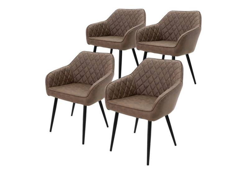 ML-DESIGN Stuhl Esszimmerstühle mit Rücken- & Armlehne moderne Design Küchenstühle (4 St), Polsterstuhl Esstischstühle 4er Set Küchenstuhl Kunstleder Braun von ML-DESIGN