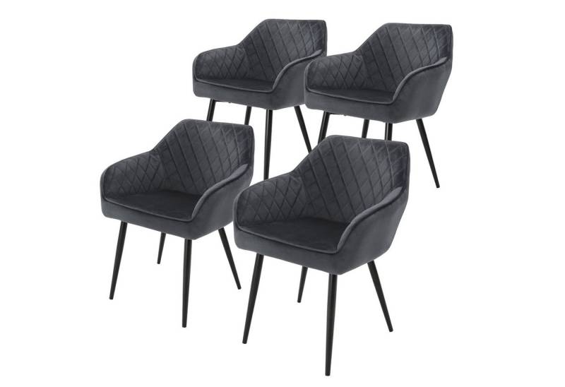 ML-DESIGN Stuhl Esszimmerstühle mit Rücken- & Armlehne moderne Design Küchenstühle (4 St), Polsterstuhl Esstischstühle 4er Set Küchenstuhl Samt Anthrazit von ML-DESIGN