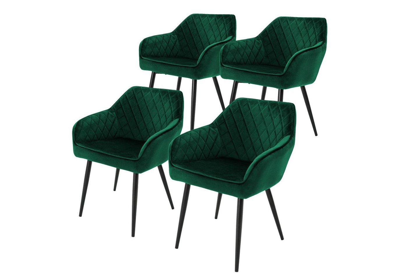 ML-DESIGN Stuhl Esszimmerstühle mit Rücken- & Armlehne moderne Design Küchenstühle (4 St), Polsterstuhl Esstischstühle 4er Set Küchenstuhl Samt Dunkelgrün von ML-DESIGN