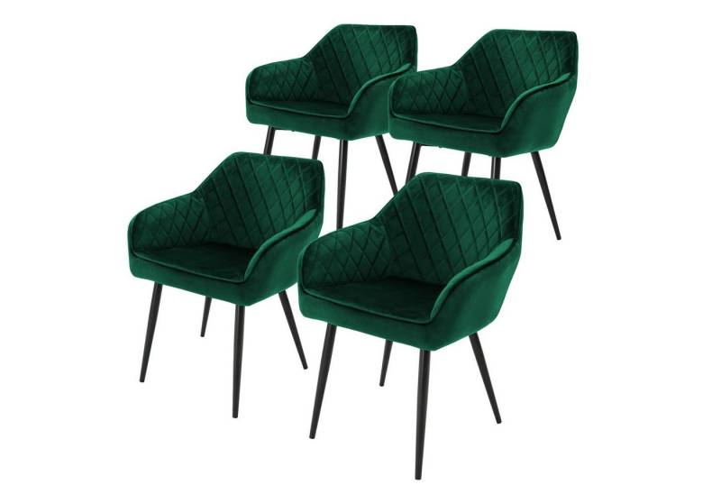 ML-DESIGN Stuhl Esszimmerstühle mit Rücken- & Armlehne moderne Design Küchenstühle (4 St), Polsterstuhl Esstischstühle 4er Set Küchenstuhl Samt Dunkelgrün von ML-DESIGN