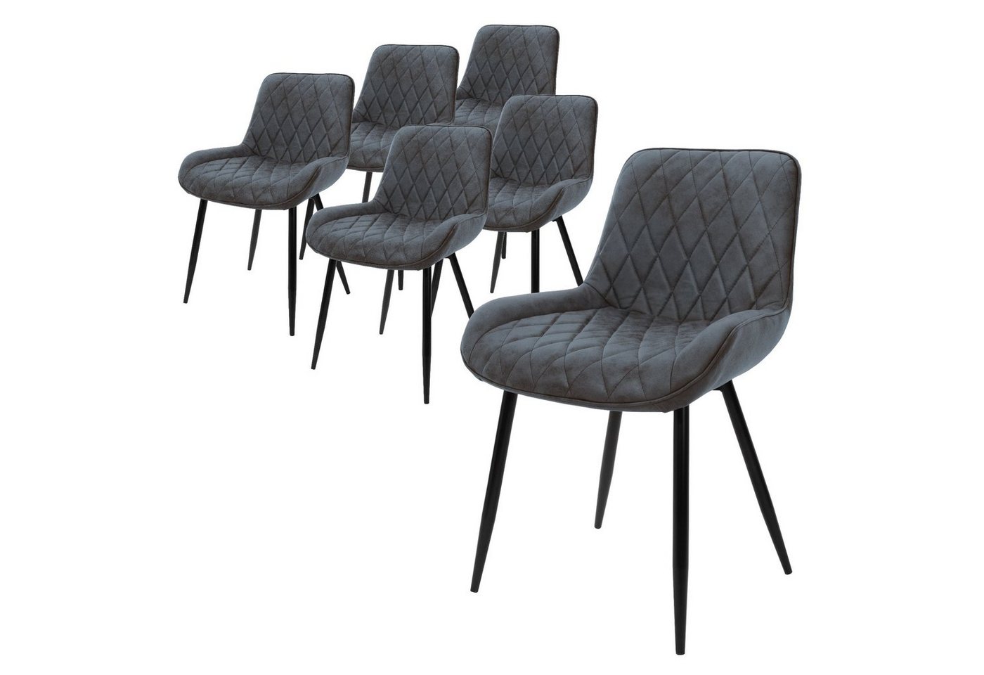 ML-DESIGN Stuhl Esszimmerstühle mit Rücken- & Armlehne moderne Design Küchenstühle (6 St), Küchenstuhl Kunstlederbezug Anthrazit Ergonomischer Stuhl Polsterstuhl von ML-DESIGN
