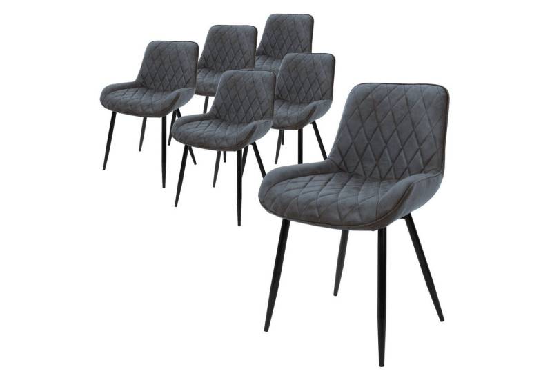 ML-DESIGN Stuhl Esszimmerstühle mit Rücken- & Armlehne moderne Design Küchenstühle (6 St), Küchenstuhl Kunstlederbezug Anthrazit Ergonomischer Stuhl Polsterstuhl von ML-DESIGN