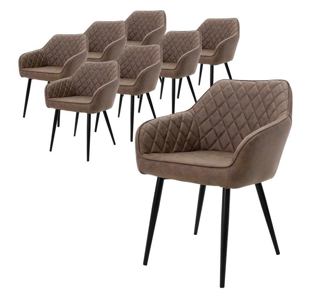 ML-DESIGN Stuhl Esszimmerstühle mit Rücken- & Armlehne moderne Design Küchenstühle (8 St), Polsterstuhl Esstischstühle 8er Set Küchenstuhl Kunstleder Braun von ML-DESIGN