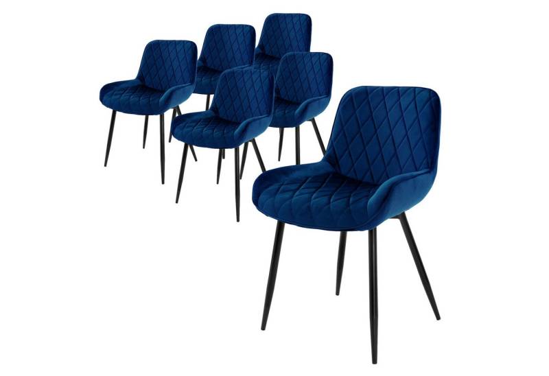 ML-DESIGN Stuhl Esszimmerstühle mit Rücken- & Armlehne moderne Design Küchenstühle (6 St), Küchenstuhl Kunstlederbezug Dunkelblau Ergonomisch Polsterstuhl von ML-DESIGN
