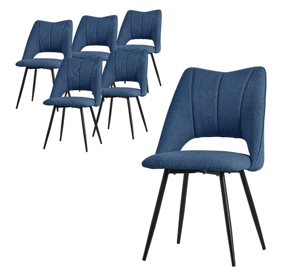 ML-DESIGN Stuhl Esszimmerstühle mit Rückenlehne moderne Design Lounge Küchenstühle (6 St), Polsterstuhl Esstischstühle 6er Set Clubsessel Polyester bis 120kg von ML-DESIGN