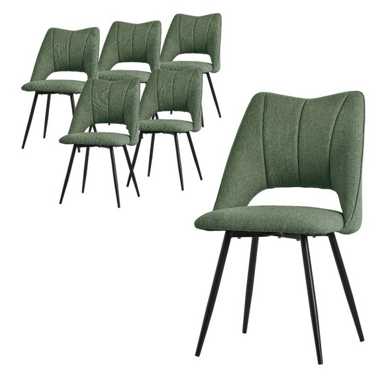 ML-DESIGN Stuhl Esszimmerstühle mit Rückenlehne moderne Design Lounge Küchenstühle (6 St), Polsterstuhl Esstischstühle 6er Set Clubsessel Polyester bis 120kg von ML-DESIGN