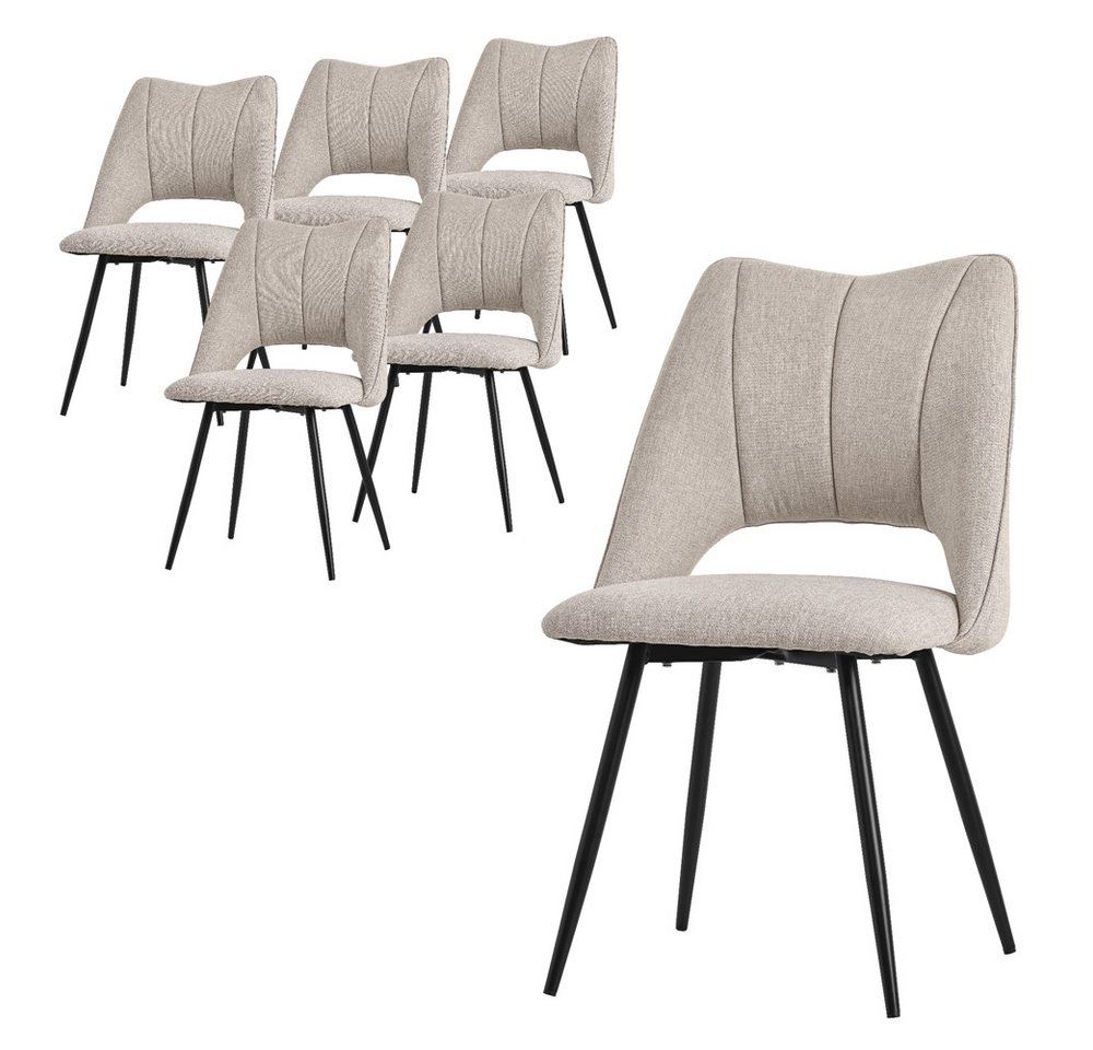 ML-DESIGN Stuhl Esszimmerstühle mit Rückenlehne moderne Design Lounge Küchenstühle (6 St), Polsterstuhl Esstischstühle 6er Set Clubsessel Polyester bis 120kg von ML-DESIGN