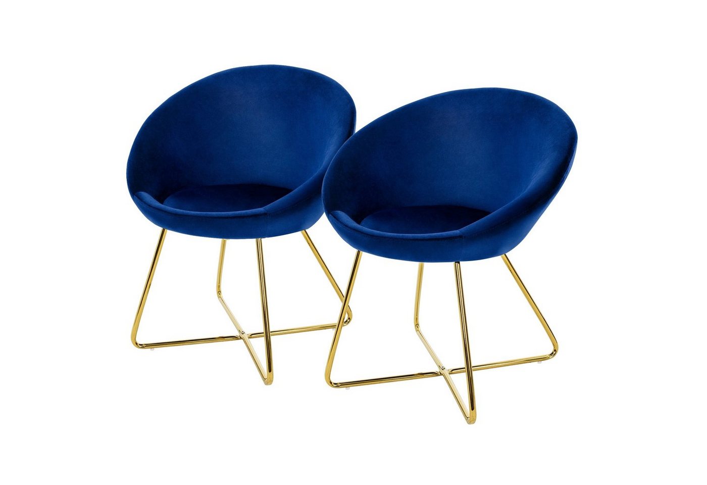 ML-DESIGN Stuhl Esszimmerstuhl aus Samt Schalenstuhl mit Metallbeine (2 St), 2er Küchenstuhl Blau 65cmx58cmx74cm mit Gold Metallbeine von ML-DESIGN