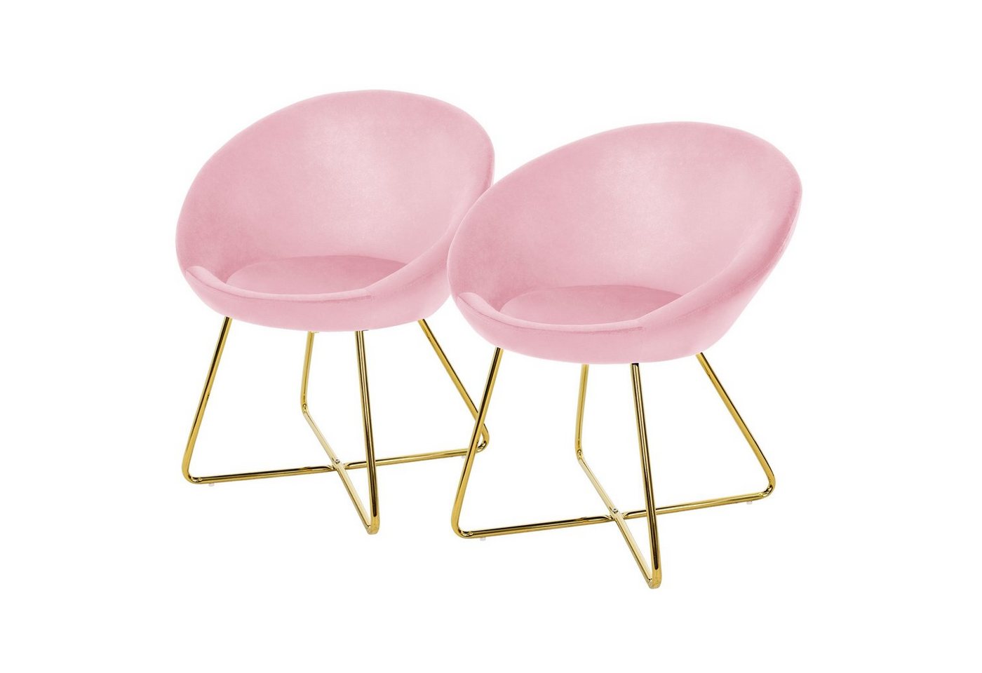ML-DESIGN Stuhl Esszimmerstuhl aus Samt Schalenstuhl mit Metallbeine (2 St), 2er Küchenstuhl Rosa 65cmx58cmx74cm mit Gold Metallbeine von ML-DESIGN