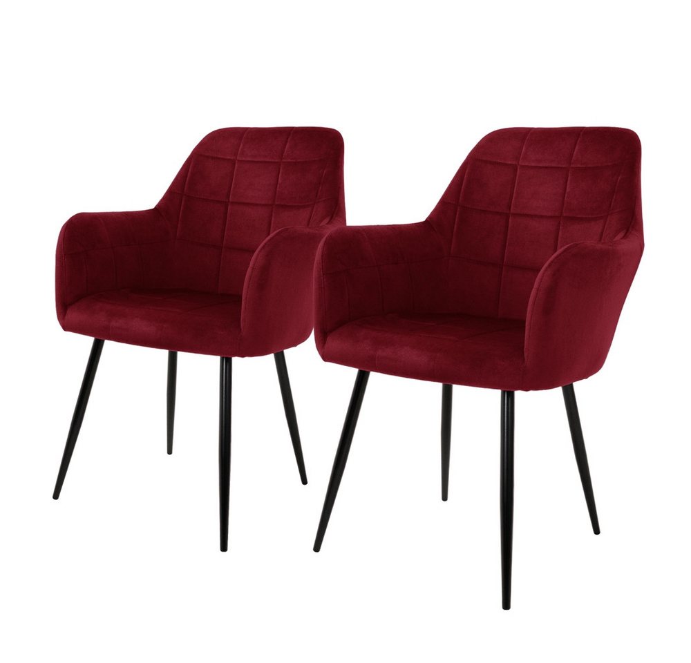 ML-DESIGN Stuhl Esszimmerstuhl ergonomisch & gepolstert, Esstischstuhl mit Rückenlehne (2 St), Wohnzimmerstuhl Bordeaux Samtbezug Küchenstuhl Polsterstuhl von ML-DESIGN