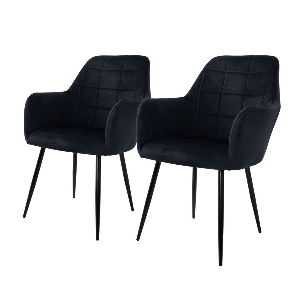ML-DESIGN Stuhl Esszimmerstuhl ergonomisch & gepolstert, Esstischstuhl mit Rückenlehne (2 St), Wohnzimmerstuhl Schwarz Samtbezug Küchenstuhl Polsterstuhl von ML-DESIGN