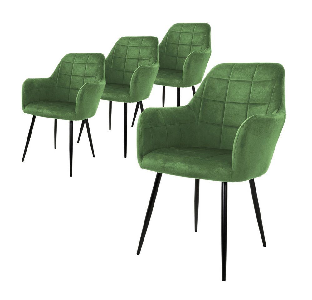 ML-DESIGN Stuhl Esszimmerstuhl ergonomisch & gepolstert, Esstischstuhl mit Rückenlehne (4 St), Wohnzimmerstuhl Grün Samtbezug Metallbeine Küchenstuhl Polsterstuhl von ML-DESIGN