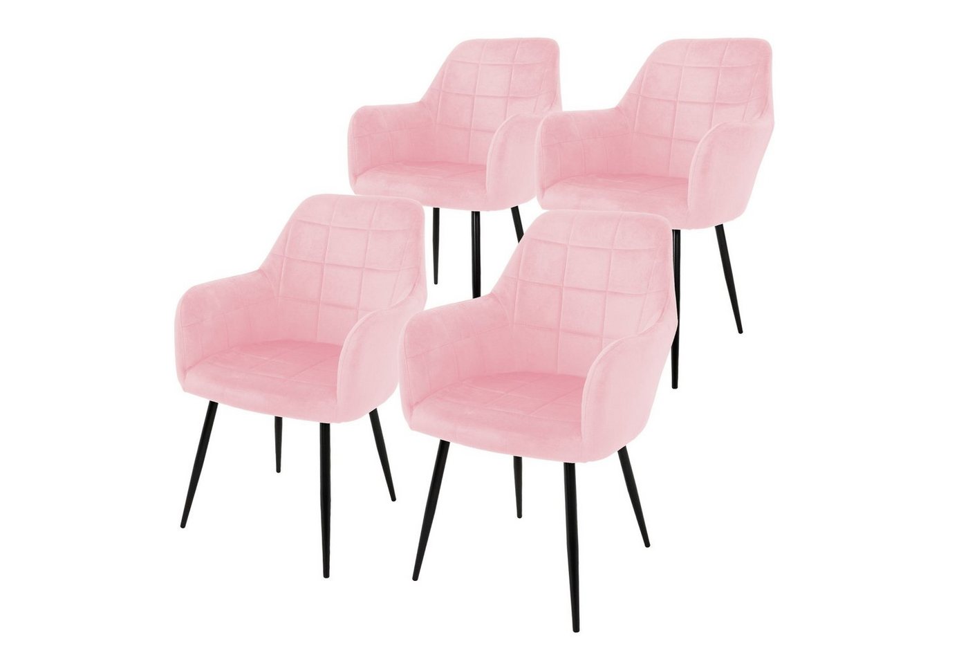 ML-DESIGN Stuhl Esszimmerstuhl ergonomisch & gepolstert, Esstischstuhl mit Rückenlehne (4 St), Wohnzimmerstuhl Rosa Samtbezug Metallbeine Küchenstuhl Polsterstuhl von ML-DESIGN