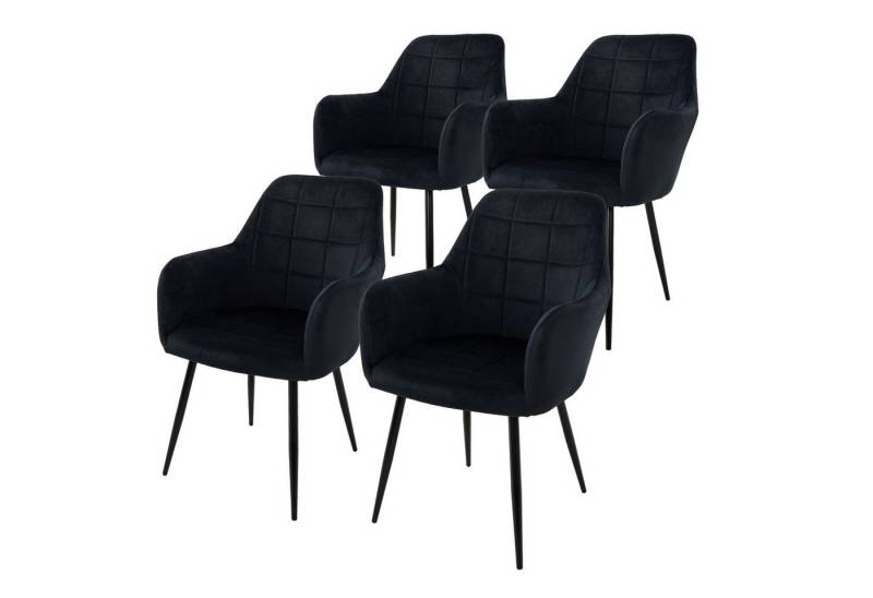 ML-DESIGN Stuhl Esszimmerstuhl ergonomisch & gepolstert, Esstischstuhl mit Rückenlehne (4 St), Wohnzimmerstuhl Schwarz Samtbezug Küchenstuhl Polsterstuhl von ML-DESIGN