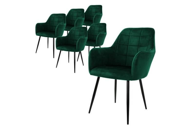 ML-DESIGN Stuhl Esszimmerstuhl ergonomisch & gepolstert, Esstischstuhl mit Rückenlehne (6 St), Wohnzimmerstuhl Dunkelgrün Samtbezug Küchenstuhl Polsterstuhl von ML-DESIGN