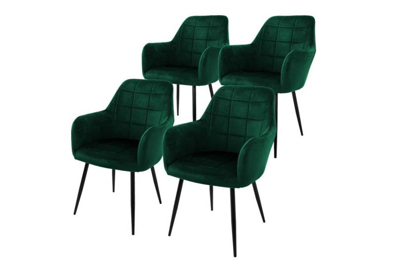 ML-DESIGN Stuhl Esszimmerstuhl ergonomisch & gepolstert, Esstischstuhl mit Rückenlehne (Komplett-Set, 4 St), Wohnzimmerstuhl Dunkelgrün Samtbezug Küchenstuhl Polsterstuhl von ML-DESIGN