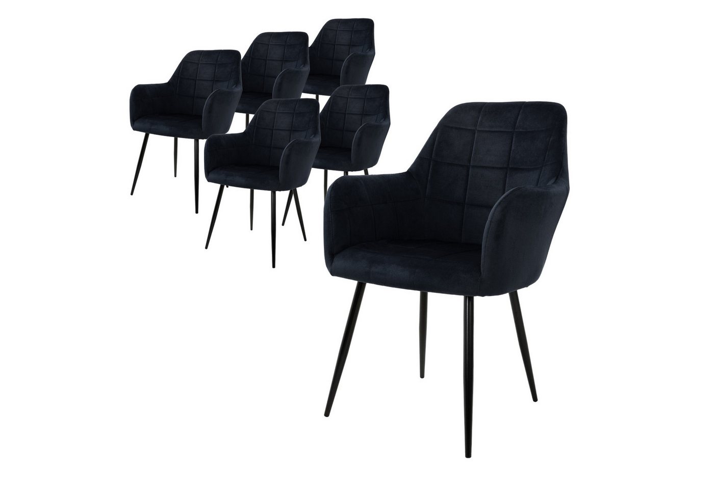 ML-DESIGN Stuhl Esszimmerstuhl ergonomisch & gepolstert, Esstischstuhl mit Rückenlehne (Komplett-Set, 6 St), Wohnzimmerstuhl Schwarz Samtbezug Metallbeine Küchenstuhl Polsterstuhl von ML-DESIGN