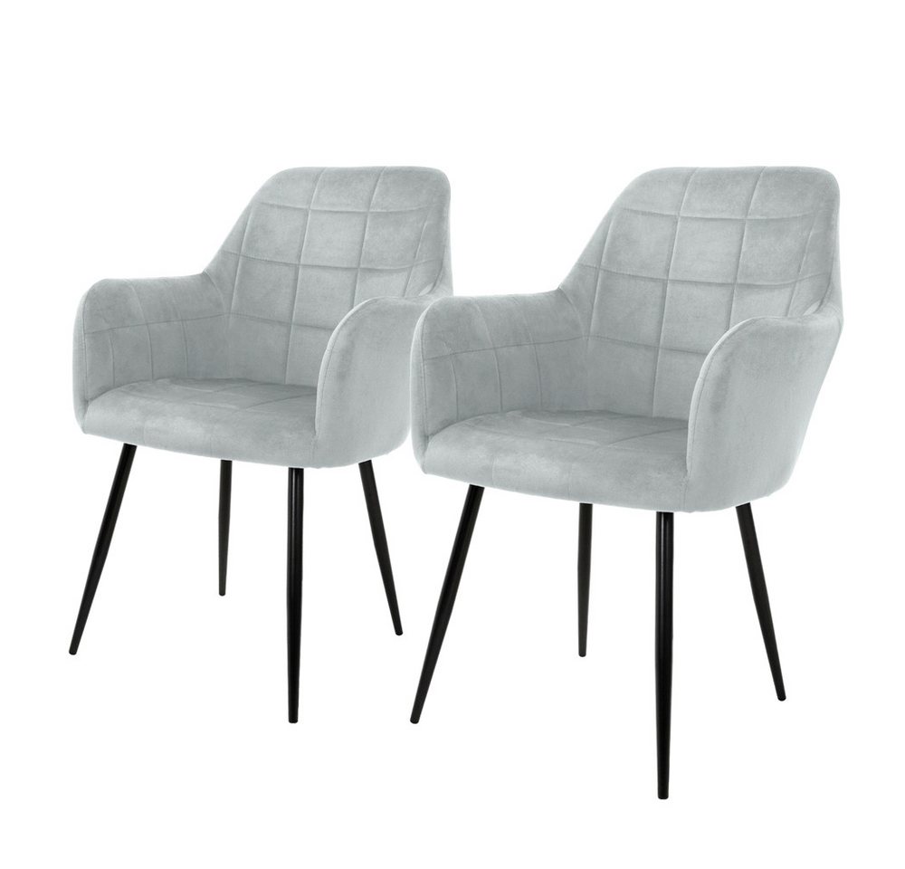 ML-DESIGN Stuhl Esszimmerstuhl ergonomisch & gepolstert, Esstischstuhl mit Rückenlehne (2 St), Wohnzimmerstuhl Grau Samtbezug Küchenstuhl Polsterstuhl von ML-DESIGN