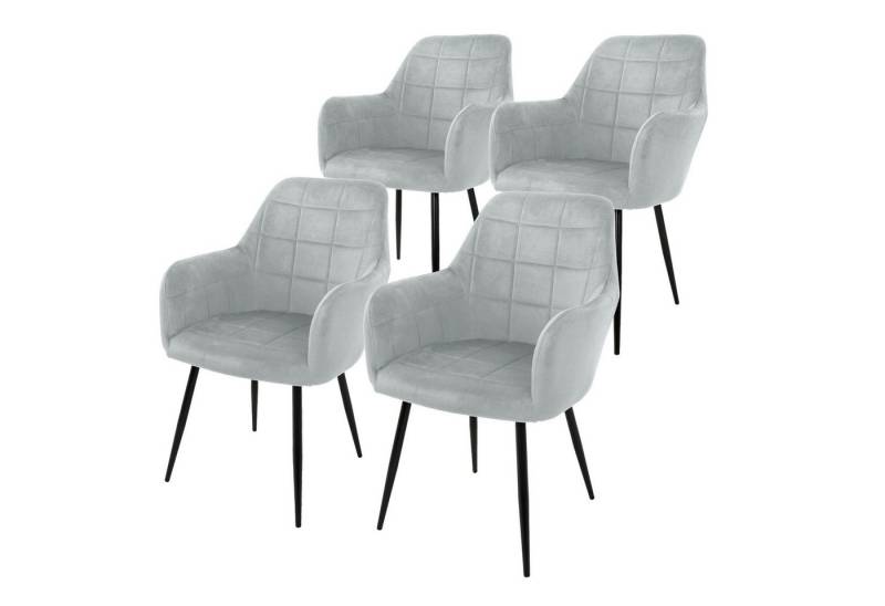 ML-DESIGN Stuhl Esszimmerstuhl ergonomisch & gepolstert Esstischstuhl mit Rückenlehnen (4 St), Wohnzimmerstuhl Grau Samtbezug Metallbeine Küchenstuhl Polsterstuhl von ML-DESIGN