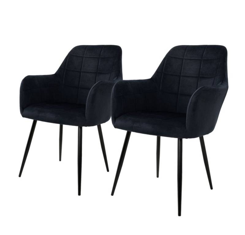 ML-DESIGN Stuhl Esszimmerstuhl ergonomisch & gepolstert Esstischstuhl mit Rückenlehnen (Komplett-Set, 2 St), Wohnzimmerstuhl Schwarz Samtbezug Metallbeine Küchenstuhl Polsterstuhl von ML-DESIGN