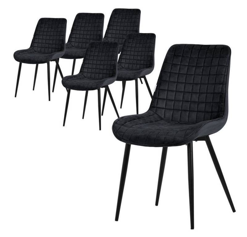 ML-DESIGN Stuhl Esszimmerstuhl mit Rücken- und Armlehne, Polsterstuhl mit Metallbeinen, Küchenstuhl Schwarz mit Samtbezug Ergonomischer Polsterstuhl von ML-DESIGN