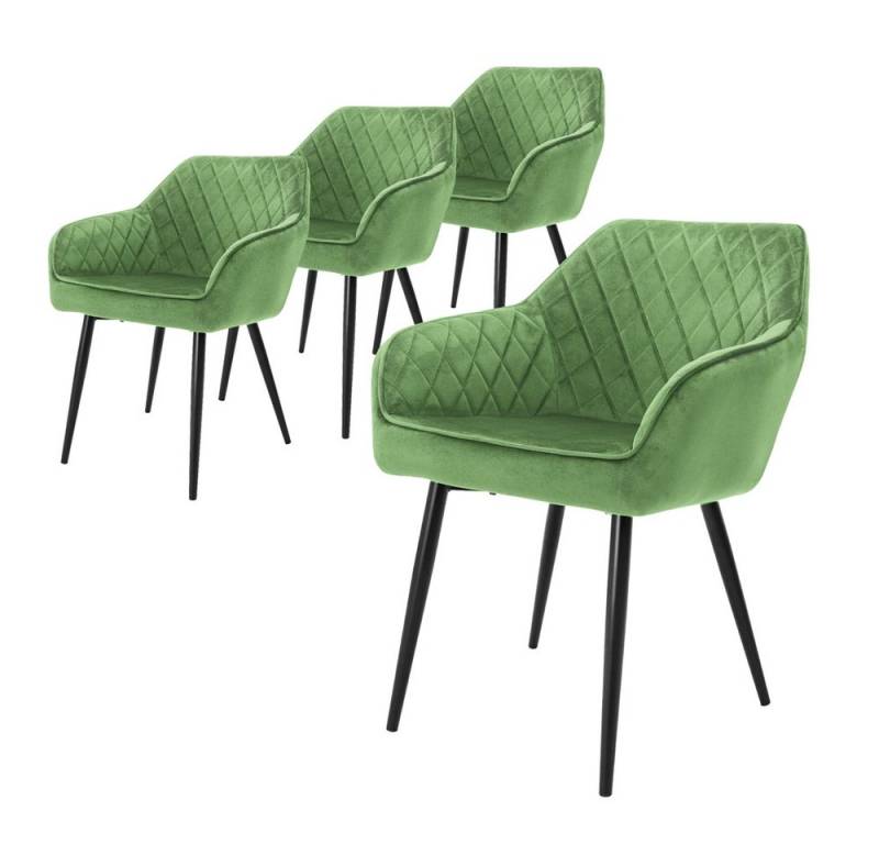 ML-DESIGN Polsterstuhl Esszimmerstühle mit Rücken- & Armlehne moderne Design Küchenstühle (4 St), Esstischstühle 4er Set Samt Bezug Salbei Wohnzimmerstuhl bis 120kg von ML-DESIGN