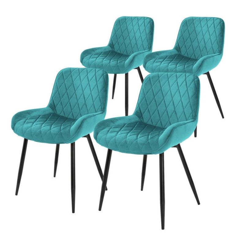 ML-DESIGN Stuhl Esszimmerstuhl mit Rücken- und Armlehnen, Metallbeine Küchenstuhl (4 St), Wohnzimmerstuhl Petrol Samt Sitzfläche Polsterstuhl Esstischstuhl von ML-DESIGN