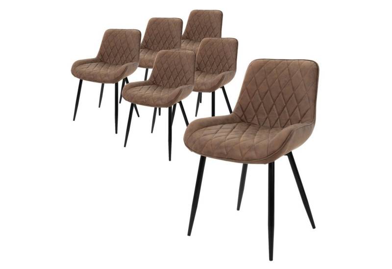 ML-DESIGN Polsterstuhl Esszimmerstuhl mit Rücken- und Armlehnen, Metallbeine Küchenstuhl (6 St), Wohnzimmerstuhl Braun, PU-Kunstleder Sitzfläche Esstischstühle von ML-DESIGN