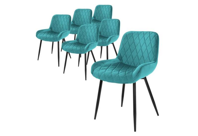 ML-DESIGN Stuhl Esszimmerstuhl mit Rücken- und Armlehnen, Metallbeine Küchenstuhl (6 St), Wohnzimmerstuhl Petrol, Samt Sitzfläche Polsterstuhl Esstischstuhl von ML-DESIGN