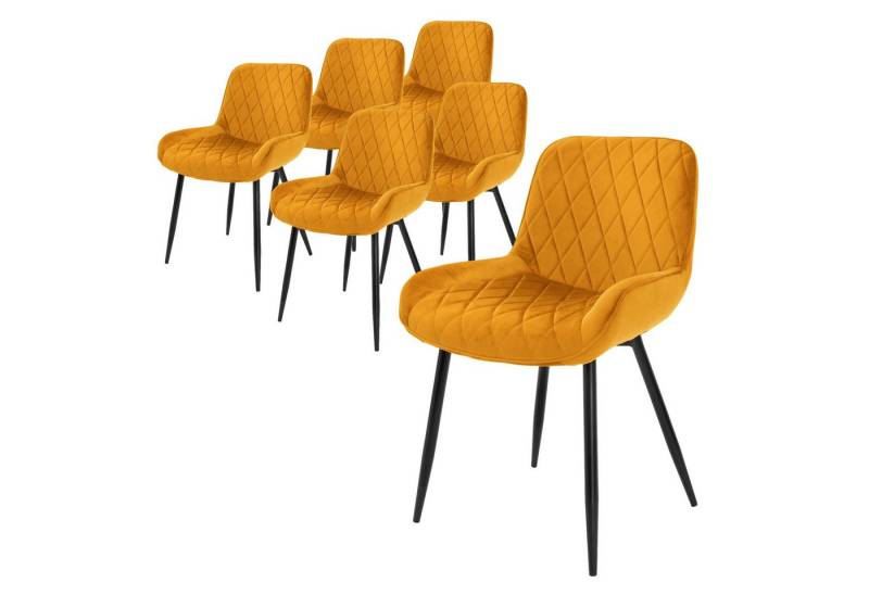 ML-DESIGN Stuhl Esszimmerstuhl mit Rücken- und Armlehnen, Metallbeine Küchenstuhl (6 St), Wohnzimmerstuhl Senfgelb Samt Sitzfläche Polsterstuhl Esstischstuhl von ML-DESIGN