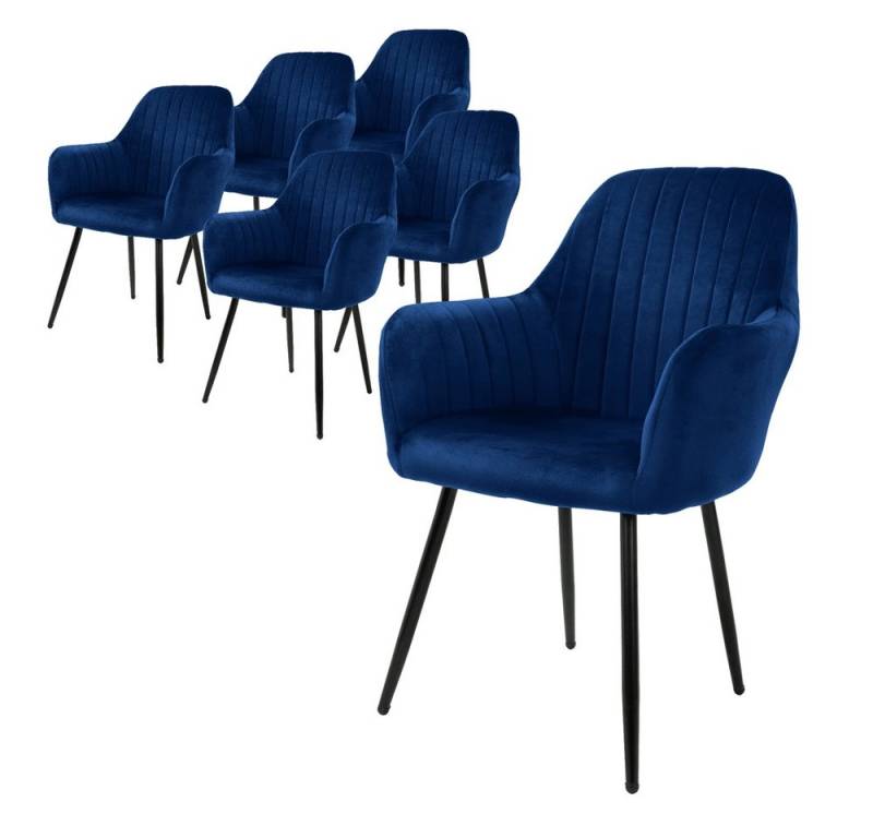 ML-DESIGN Stuhl Esszimmerstuhl mit Rücken- und Armlehnen Samt/Kunstleder Bezug (6 St), Ergonomische Stuhl Blau Küchenstuhl Wohzimmerstuhl Polsterstuhl von ML-DESIGN