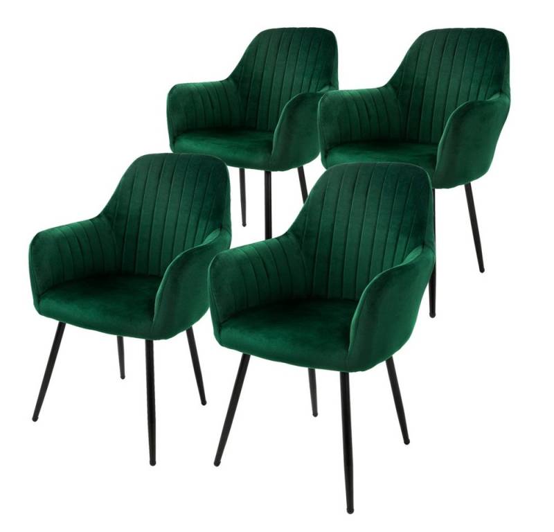 ML-DESIGN Stuhl Esszimmerstuhl mit Rücken- und Armlehnen Samt/Kunstleder Bezug (Komplett-Set, 4 St), Ergonomische Stuhl Grün Küchenstuhl Wohzimmerstuhl Polsterstuhl von ML-DESIGN