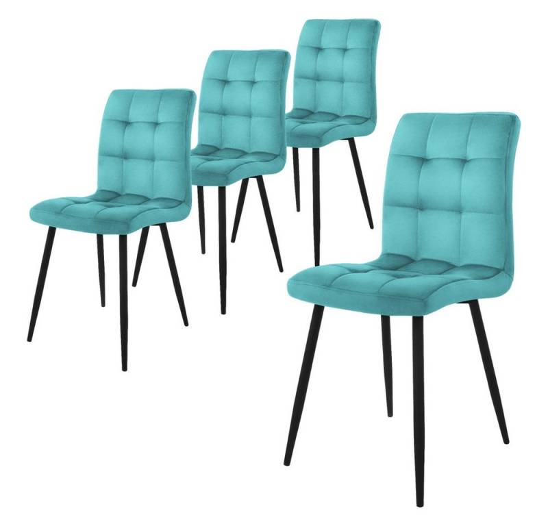 ML-DESIGN Stuhl Esszimmerstuhl mit Rückenlehne, Polsterstuhl mit Metallbeine (Komplett-Set, 4 St), Ergonomischer Stuhl, Petrol, Samtbezug Wohnzimmerstuhl Küchenstuhl von ML-DESIGN