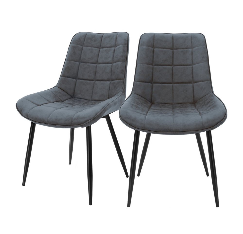 ML-DESIGN Stuhl Esszimmerstuhl mit Rückenlehne, Polsterstuhl mit Metallbeinen (2 St), Küchenstuhl Kunstlederbezug Anthrazit Ergonomischer Stuhl Polsterstuhl von ML-DESIGN