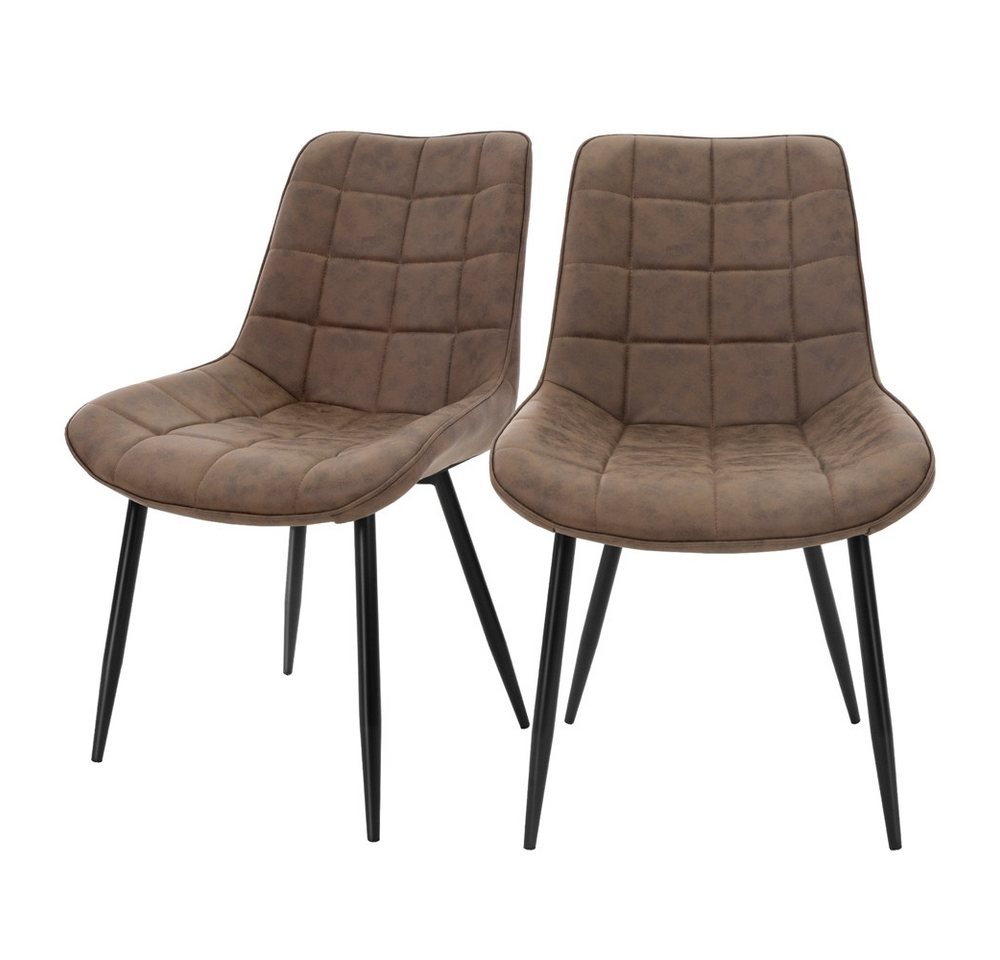 ML-DESIGN Stuhl Esszimmerstuhl mit Rückenlehne, Polsterstuhl mit Metallbeinen (2 St), Küchenstuhl Kunstlederbezug Braun Ergonomischer Stuhl Polsterstuhl von ML-DESIGN