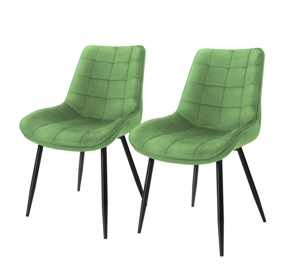 ML-DESIGN Stuhl Esszimmerstuhl mit Rückenlehne, Polsterstuhl mit Metallbeinen (2 St), Küchenstuhl Samtbezug Salbei Ergonomischer Stuhl Polsterstuhl von ML-DESIGN