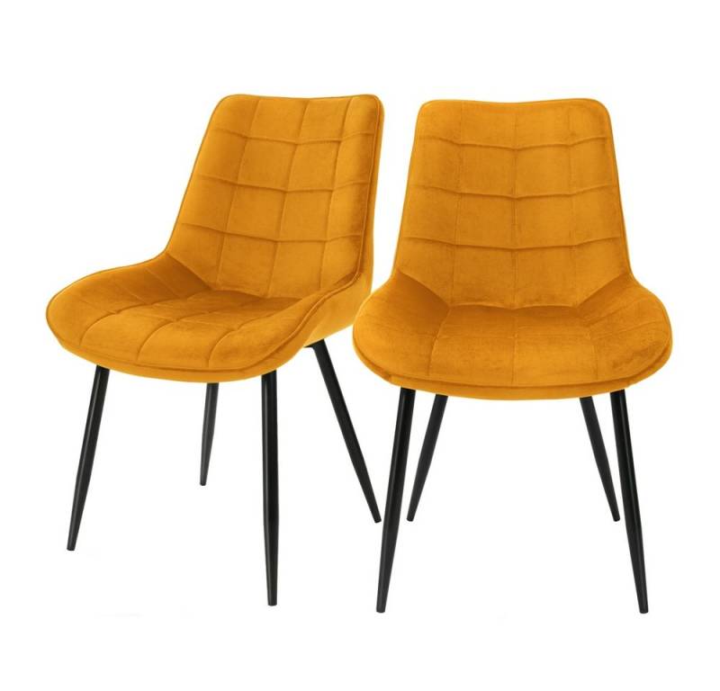 ML-DESIGN Stuhl Esszimmerstuhl mit Rückenlehne, Polsterstuhl mit Metallbeinen (2 St), Küchenstuhl mit Samtbezug Senfgelb, Ergonomischer Stuhl Polsterstuhl von ML-DESIGN